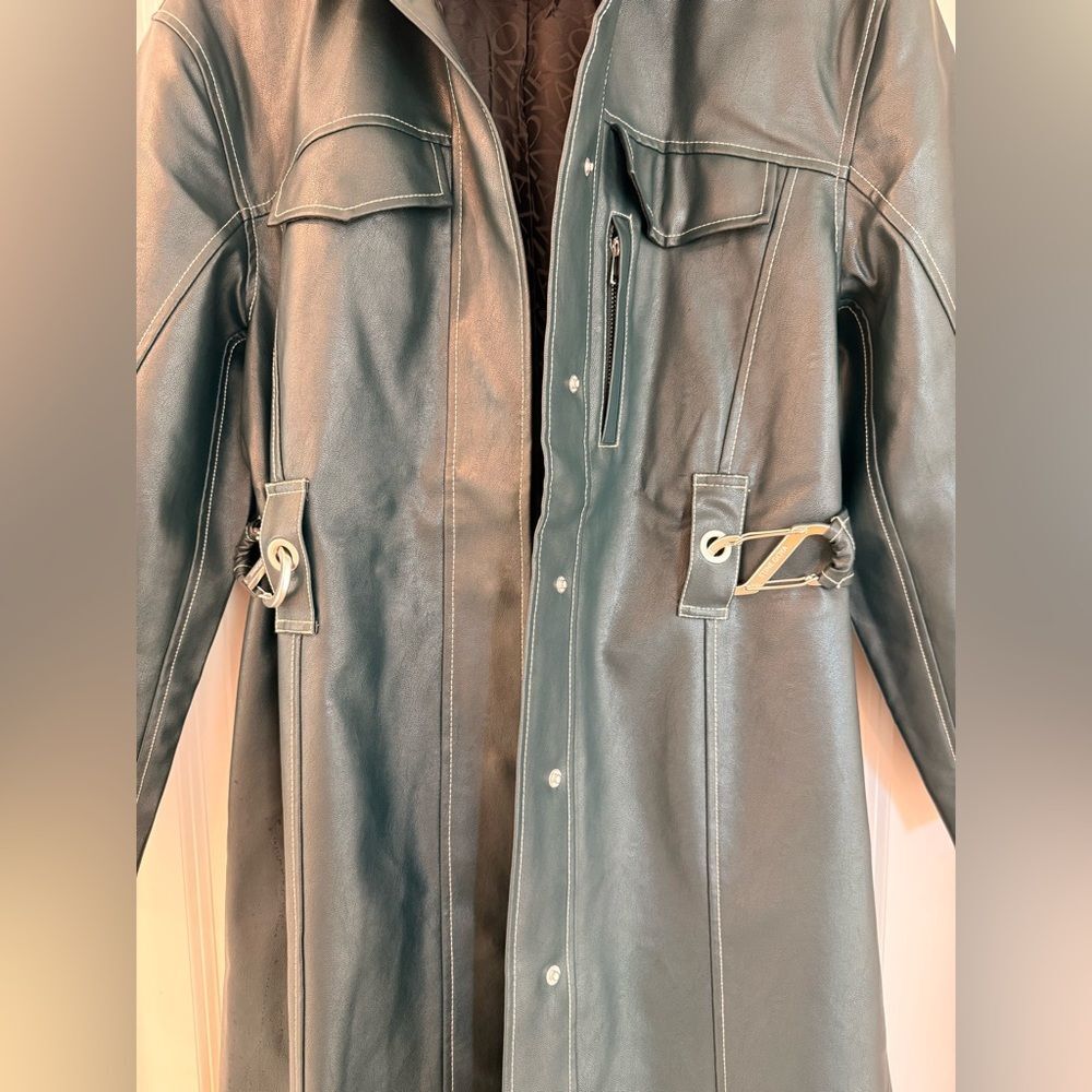 Stine Goya DROPPED SHOULDER HIGH COLLAR COAT - DARK GREEN, size XS - Picture 10 of 16